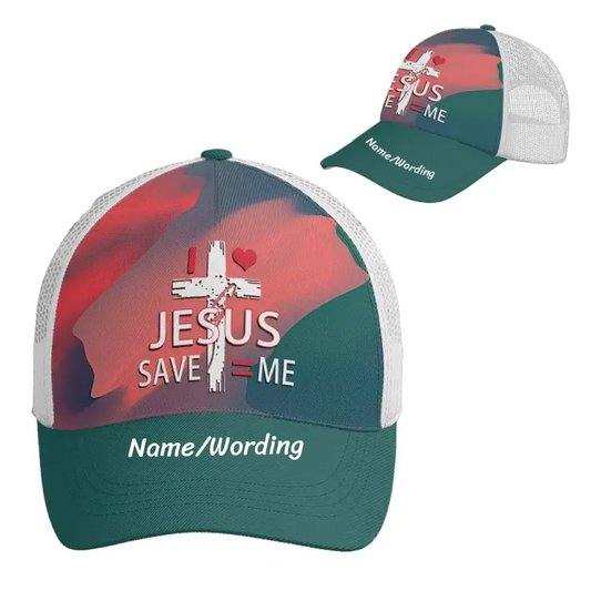 Jesus Custom Trucker Cap with half mesh，all over print baseball trucker cap  PR111-24023017/PR111-24023017-B